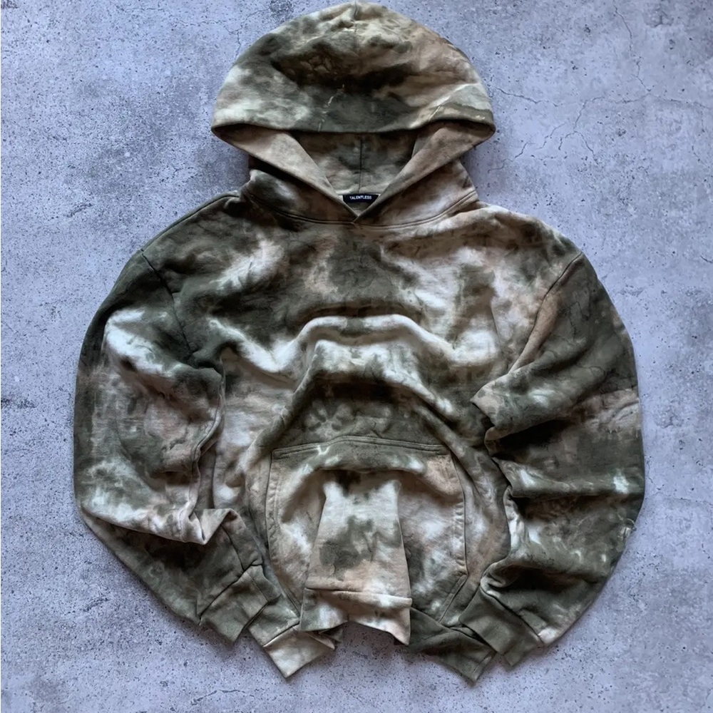 Talentless‎ Camo Green Acid Wash Sweatshirt Hoodie
